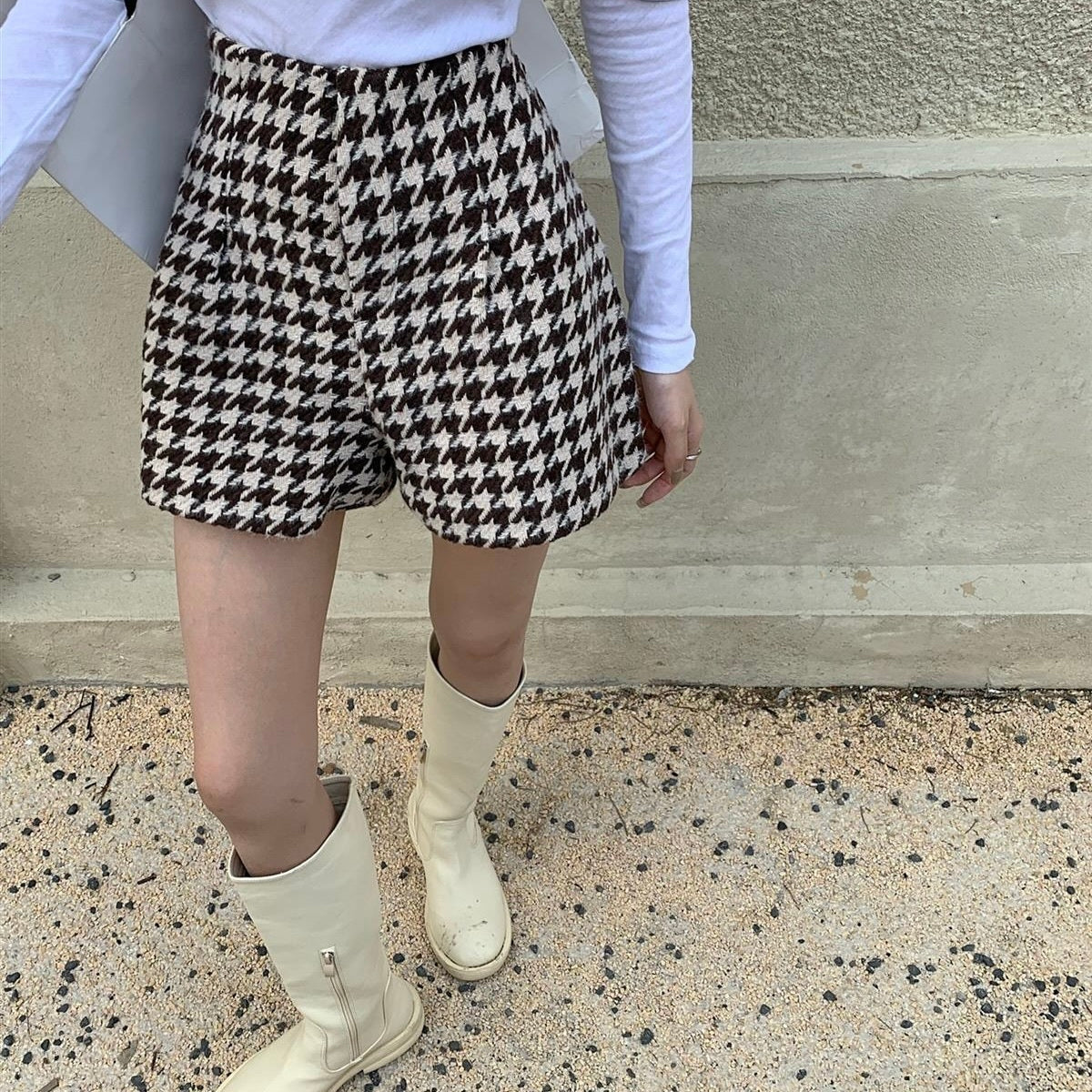千鳥柄 ハイウエスト ショートパンツ mry000027