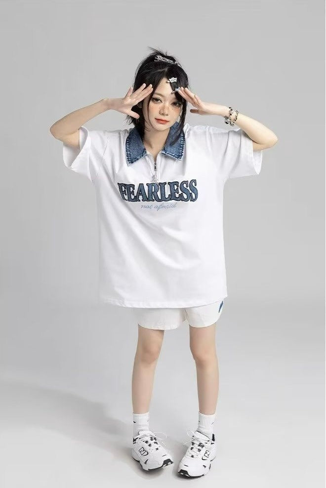 【2color】Denim Accent Oversized T-Shirt mry001704
