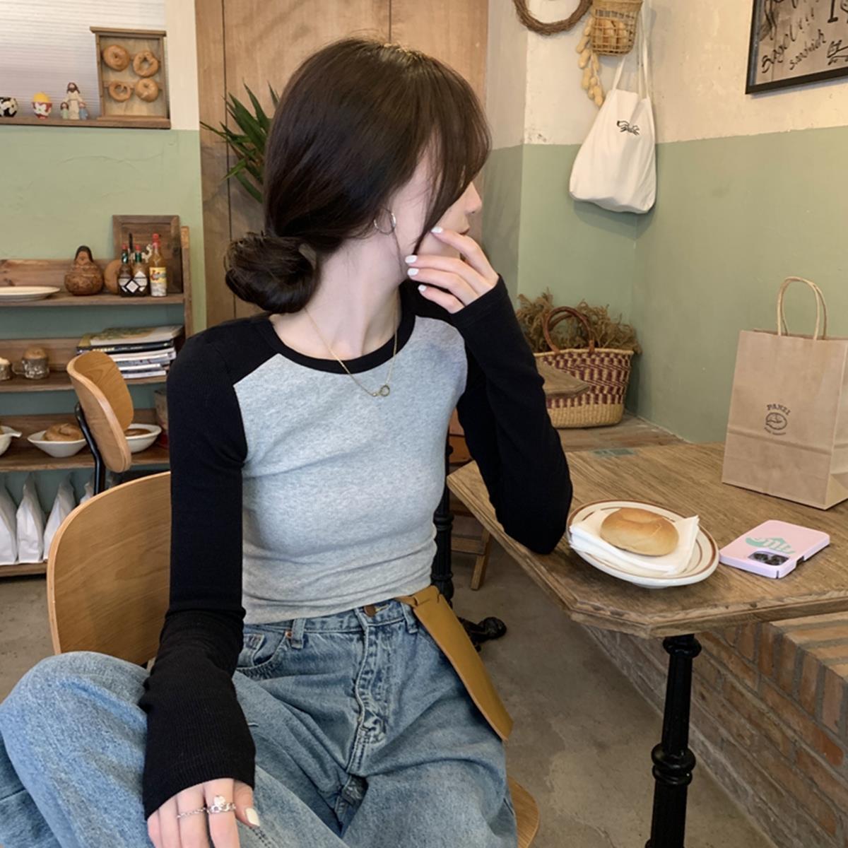 【送料無料】ショート丈 3カラー展開 ロングTシャツ 2023春トレンド 韓国カジュアル 韓国ストリート シンプルコーデ mry000614