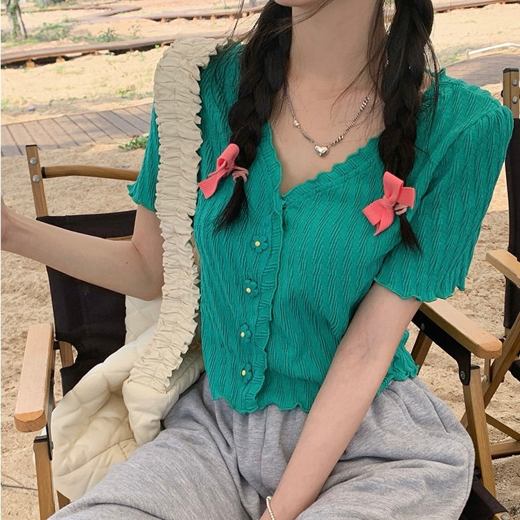 アダンエッジ プリーツ ショートトップス mry000106