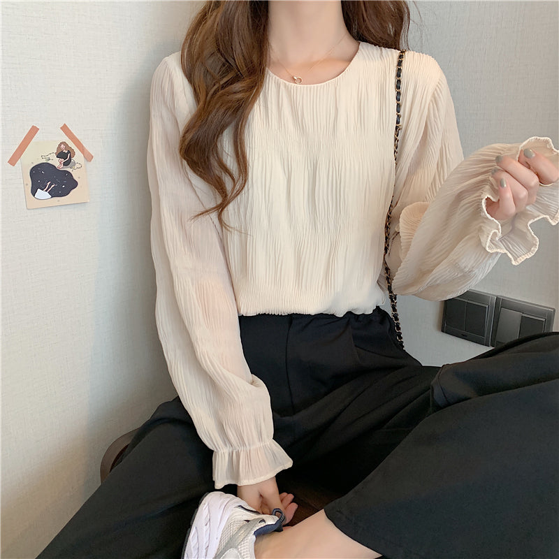 【送料無料】春シャツ 長袖 フレンチガーリー 韓国カジュアル 韓国ガーリー 韓国カジュアル 新作 mry000543