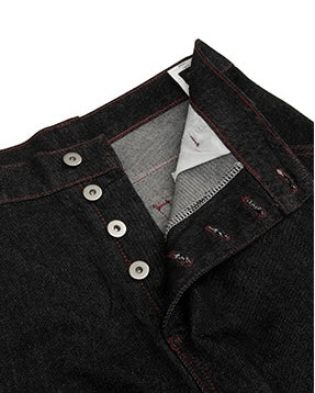 【COVER:FIT】 Button-Fly Baggy Black Jeans mry001864