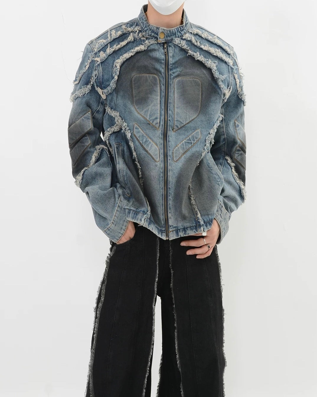 【2color】Distressed Denim Rider Jacket mry001815