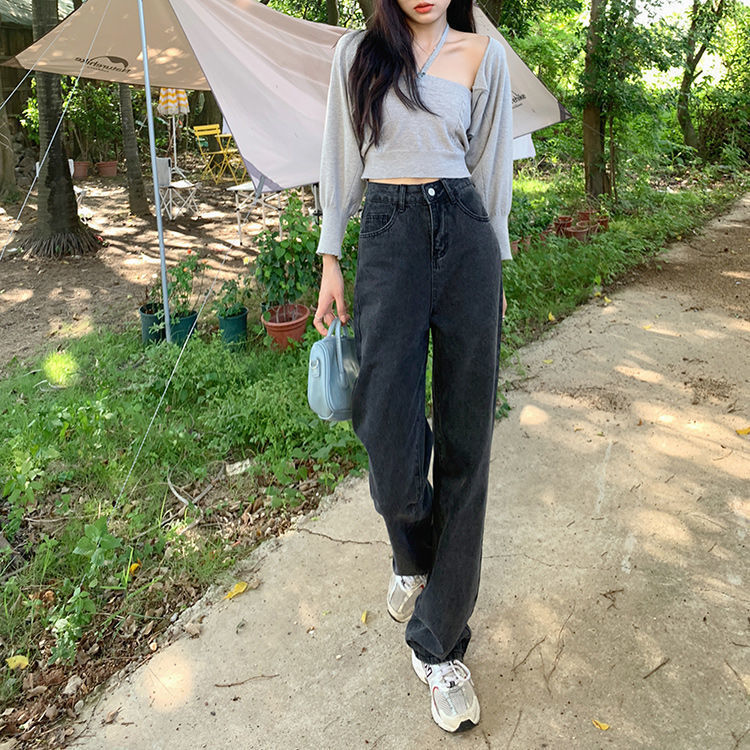 【送料無料】ルーズデニム 春ジーンズ ワイドレッグ 韓国ストリート 韓国カジュアル 2023春トレンド mry000583
