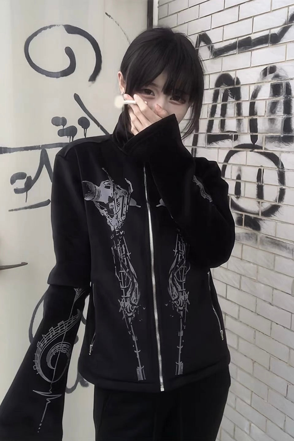 Dual Gun Gothic Zip Hoodie Jacket mry002209