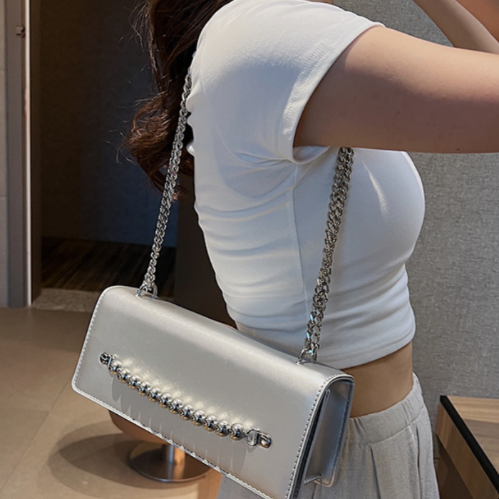 3カラー展開 シルバーボール チェーンバッグ 韓国ストリート 韓国カジュアル mry000977