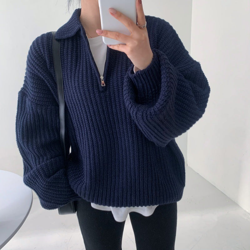 ハーフジッパートレーナー ランタンスリーブ mry000340