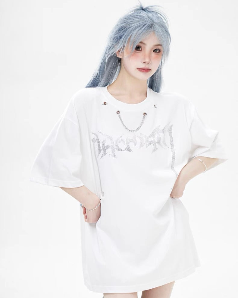 【リピート続出 /2color / Unisex】Vortex Chain Print T-Shirt mry001641