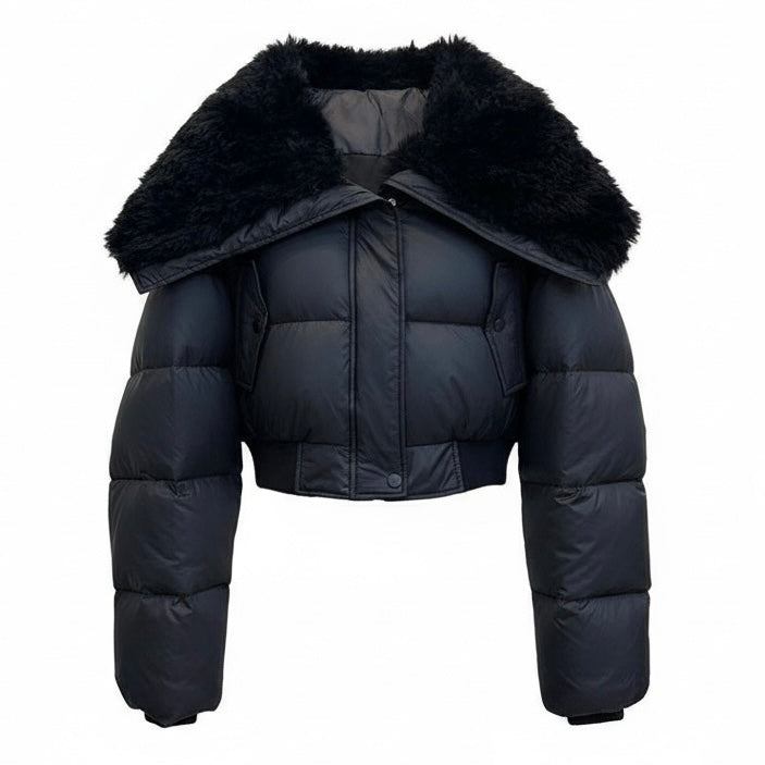 Fur Collar Cropped Down Jacket mry002021