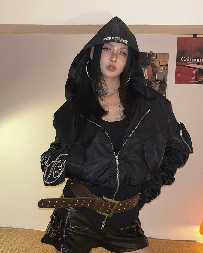 Gothic Hooded Bomber Jacket mry001986