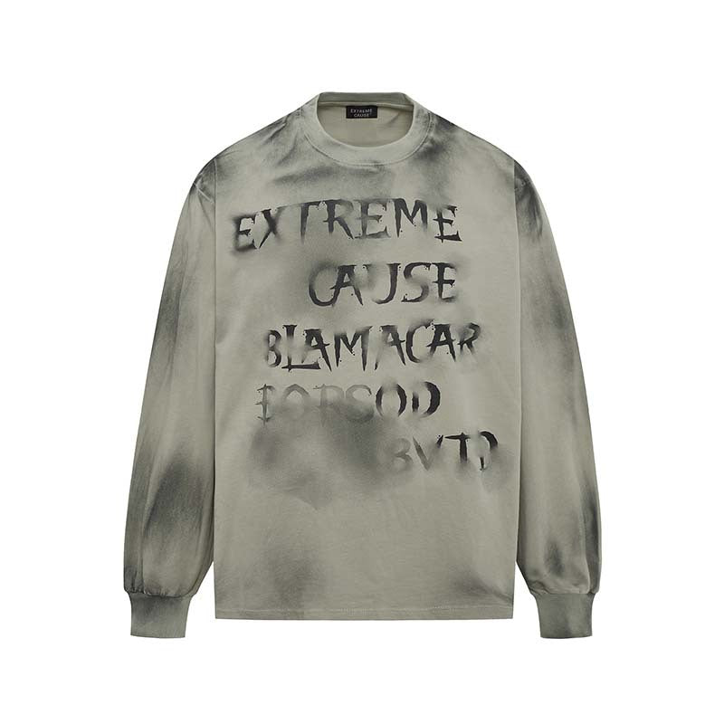 【3color】Spray Stencil Print Long Sleeve Tee mry001843