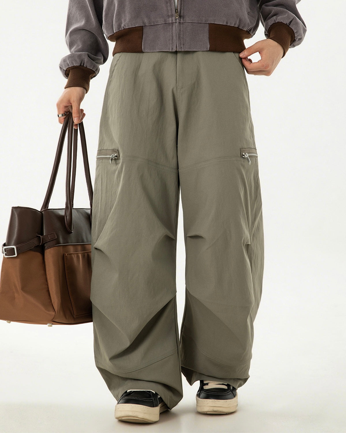 【2color】Zipper Pockets Wide Cargo Pants mry001821