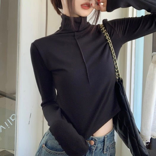 ハイネック ショート丈Tシャツ mry000478