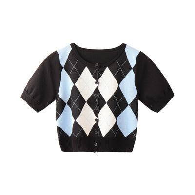 ショートニット カーディガン アメリカンレトロ スリムフィット mry000010