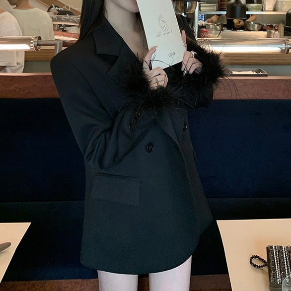 【Chéri】韓国デザイン 韓国カジュアル モノトーン テーラードジャッケット mry001133