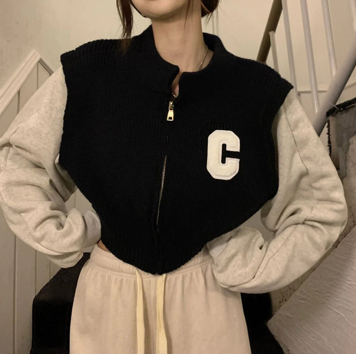 クロップド丈ジッパージャケット トップス mry000487