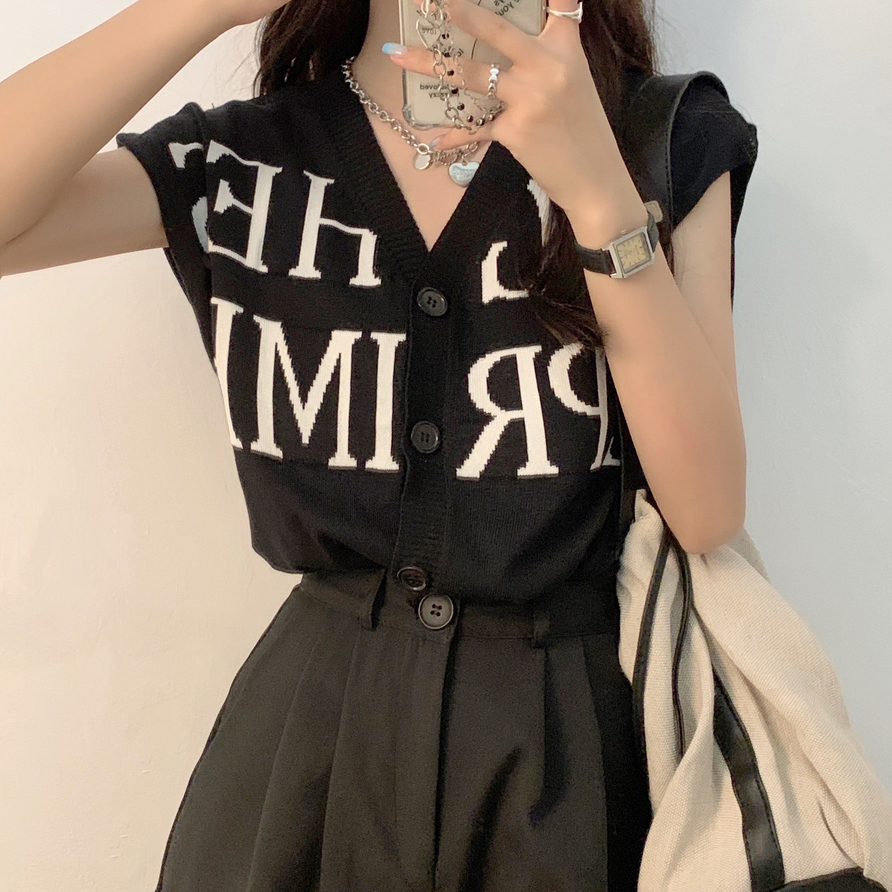 Vネック ニットベスト トップス mry000153