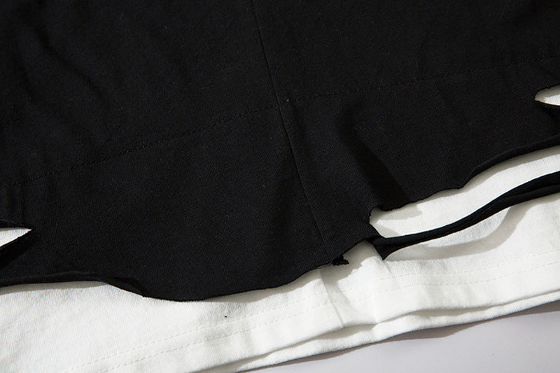 【2color】Layered Hem Grunge T-Shirt mry001648