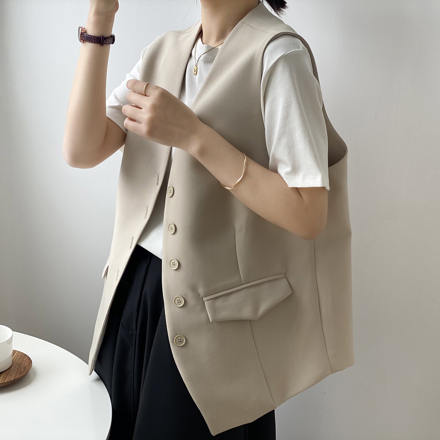 AW ノースリーブ シングル ブレスト ベスト ジャケット mry000077