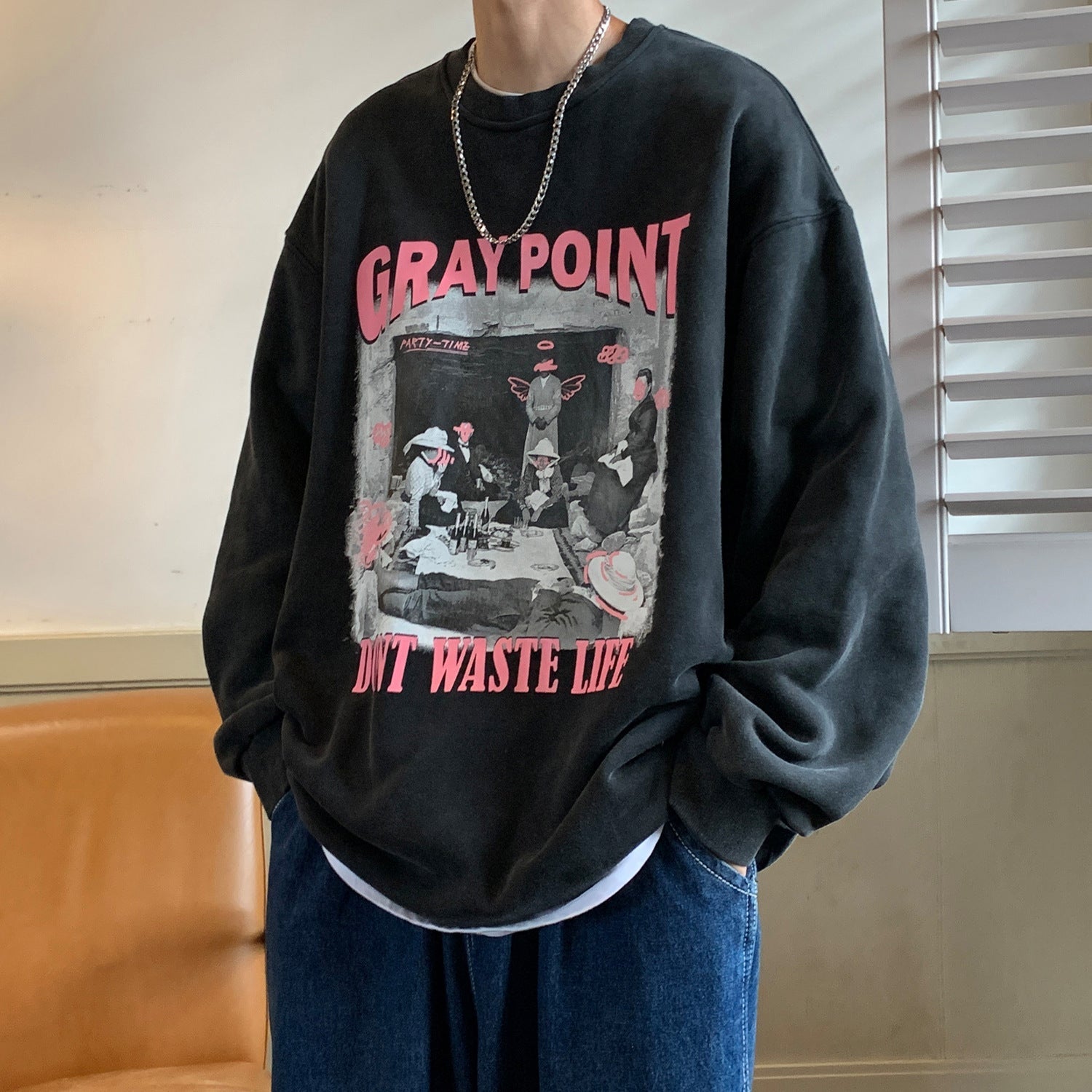 【送料無料】韓国ストリート 2カラー デザイントレーナー 2023トレンド デザイントレーナー mry000570