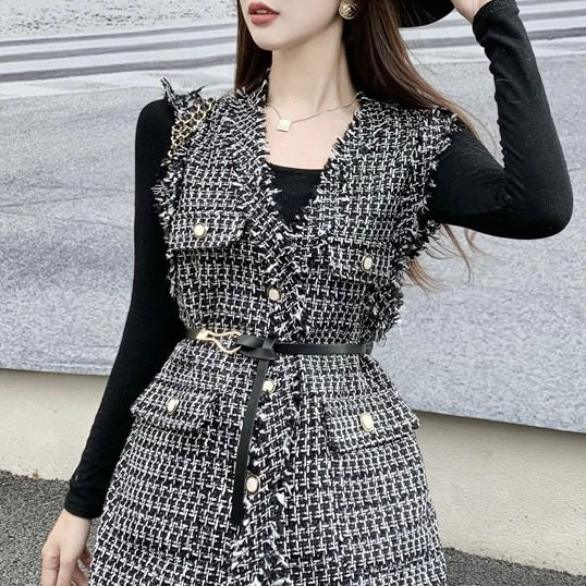 ガーリー ツイード ベスト mry000152