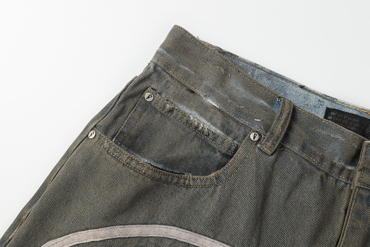 Triple Stripe Distressed Wide Denim Shorts mry001692