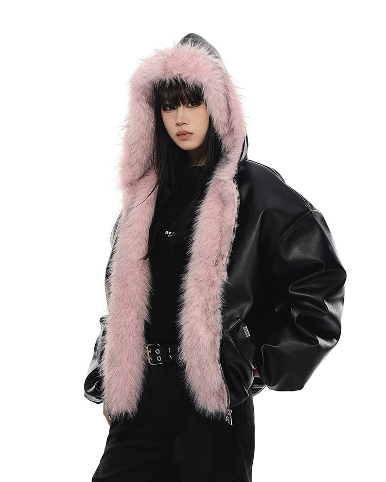 【評価★4.8以上】Oversized Faux Leather Jacket mry001958