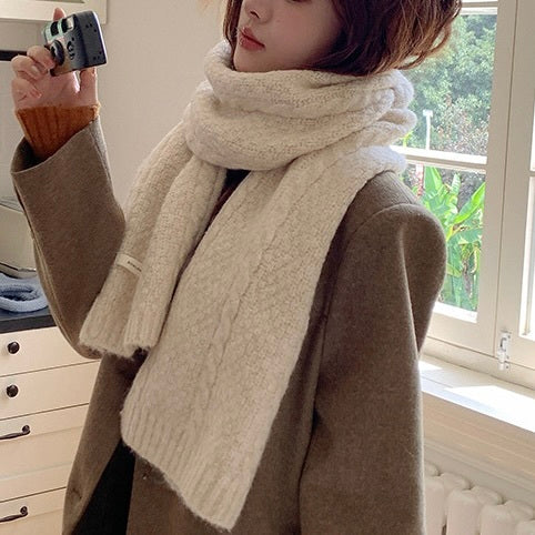 【Plaisir】3カラー展開 リブ編みニット マフラー mry001497