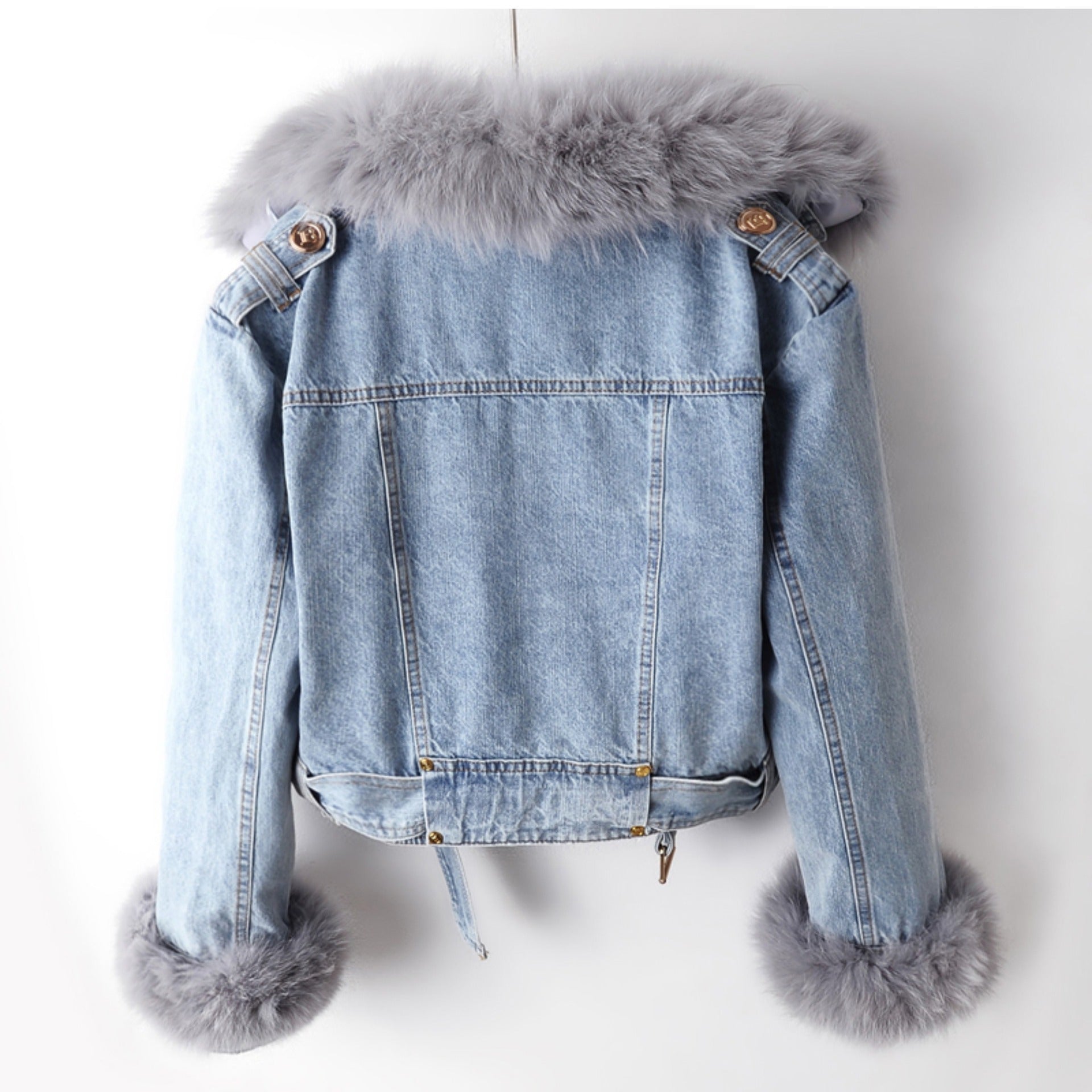 【評価★4.8以上/2color】Luxury Faux Fur Denim Jacket mry001938