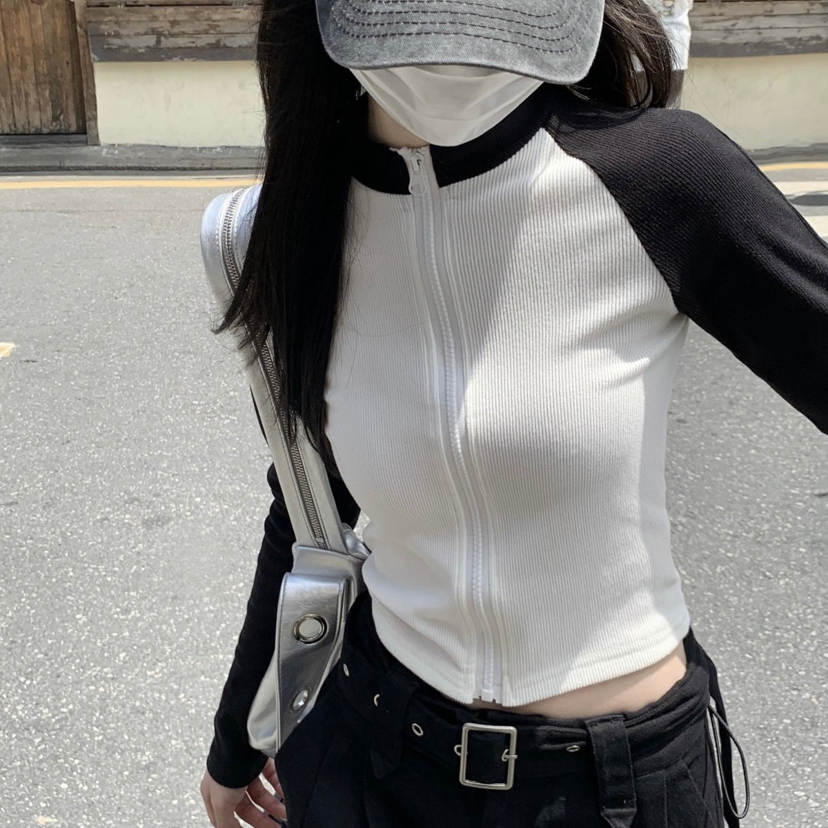 2カラー展開 韓国デザイン 韓国ストリート 韓国カジュアル スポーティ ジップアップトップス mry001194