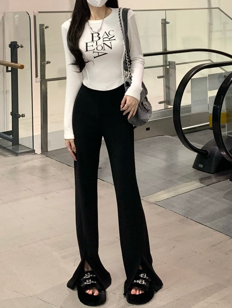 【2color】Barcelona Typo Slim Fit Long Sleeve Tee mry001739