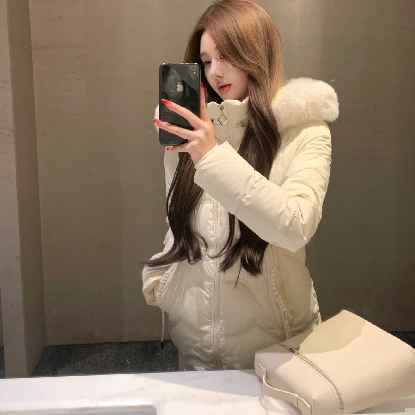 【Chéri】2カラー展開 ファー付きダウンジャケット mry001475