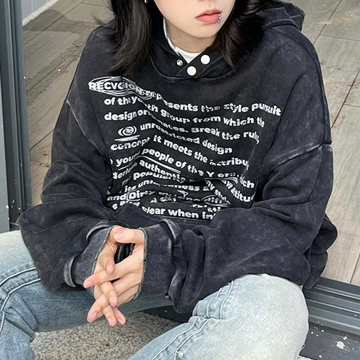 ヨーロッパ 韓国カジュアル 韓国ストリート ユニセックス オーバーサイズ スウェットパーカー mry001055