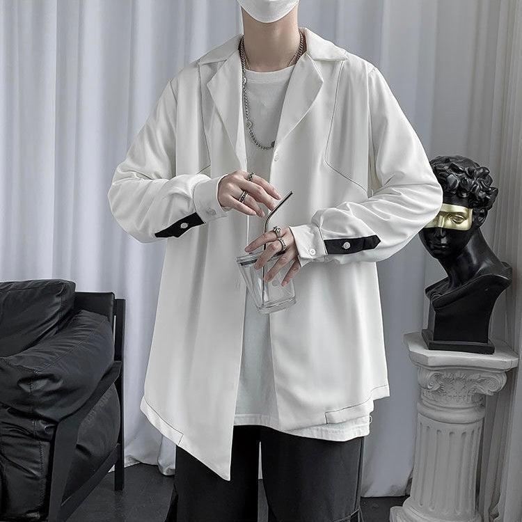 2カラー展開 韓国ストリート 韓国カジュアル トレンド オーバーサイズ ボタンシャツ mry001283