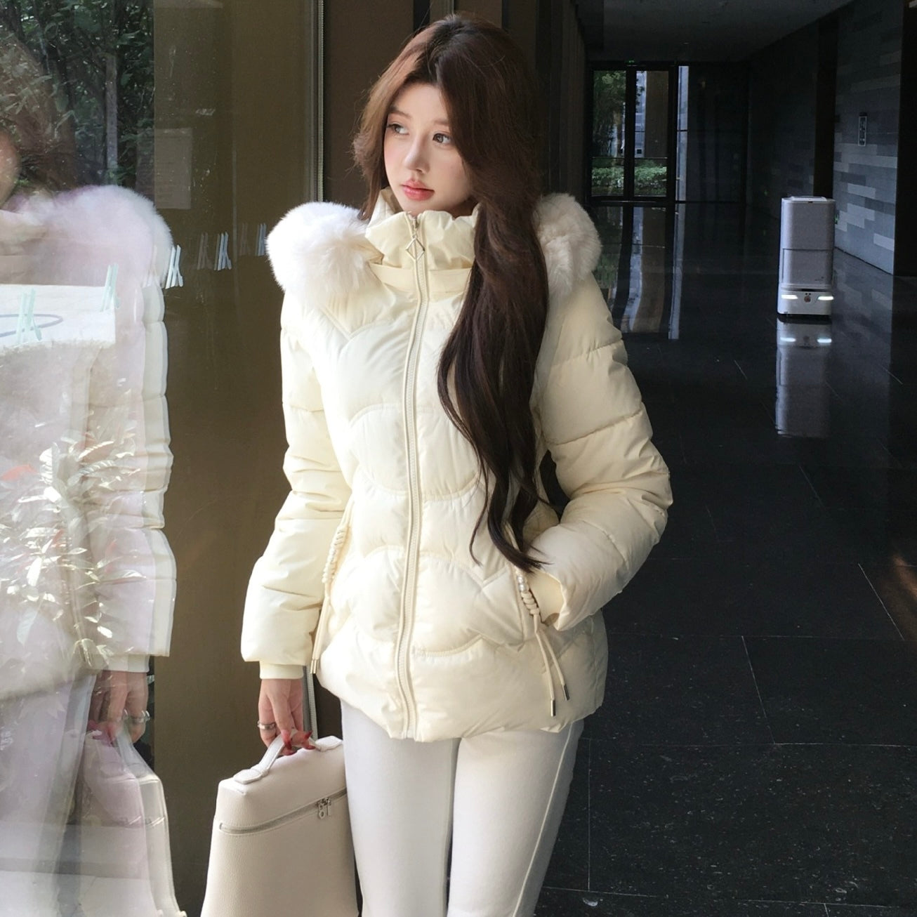 【Chéri】2カラー展開 ファー付きダウンジャケット mry001475