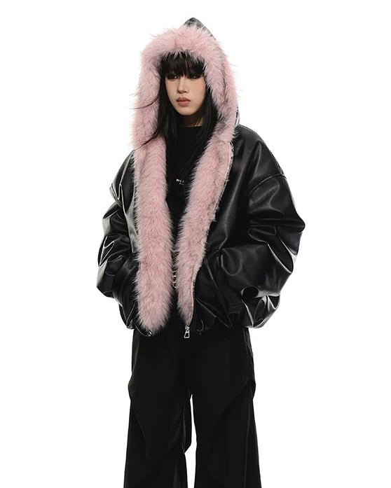 【評価★4.8以上】Oversized Faux Leather Jacket mry001958