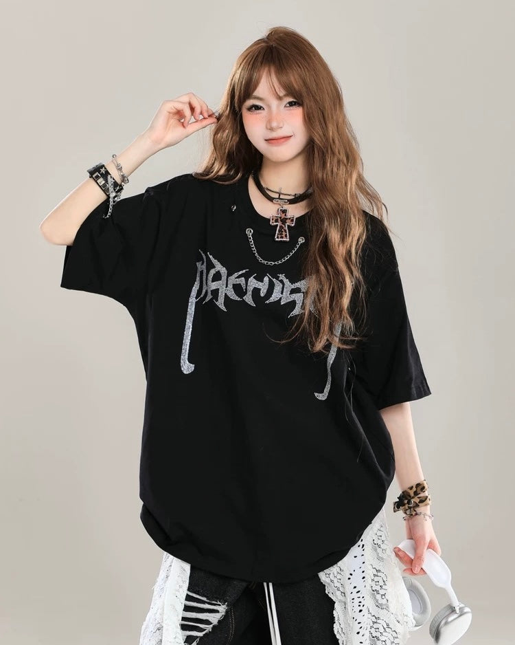 【リピート続出 /2color / Unisex】Vortex Chain Print T-Shirt mry001641