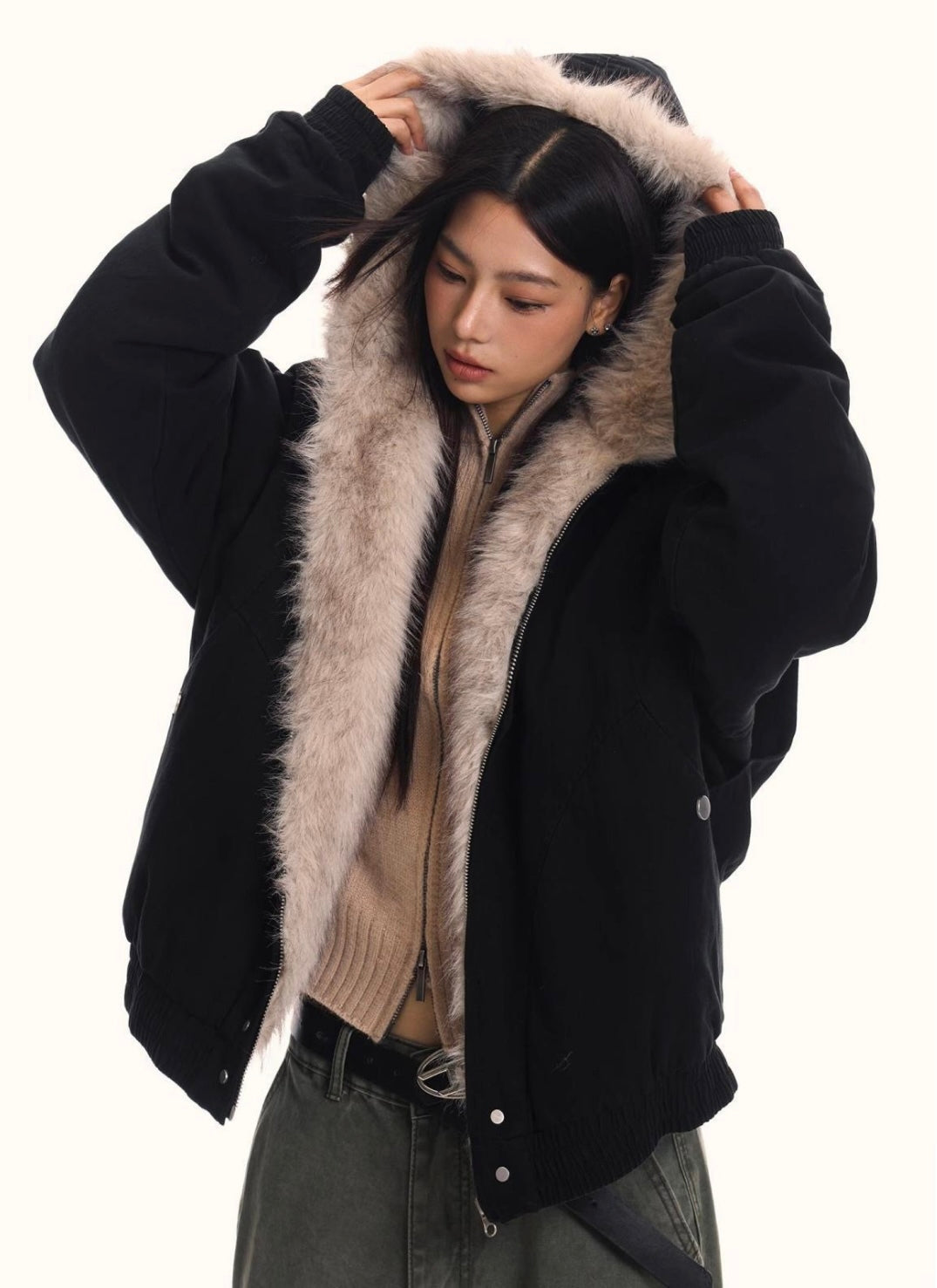 『特別価格/SNS大人気アウター』【2color】 Unisex Edge Line Boa Jacket mry001614