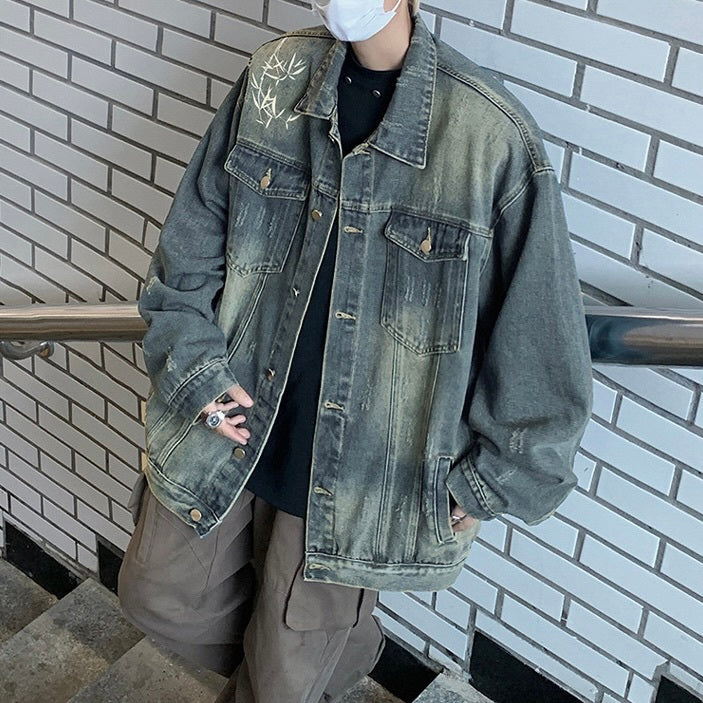 アメリカン 韓国ストリート 韓国カジュアル トレンド レトロ ヴィンテージ デニムジャケット mry001252
