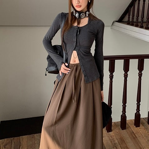 【Black Mamba】2カラー展開 ホルターネックツーピースカーディガン mry001116