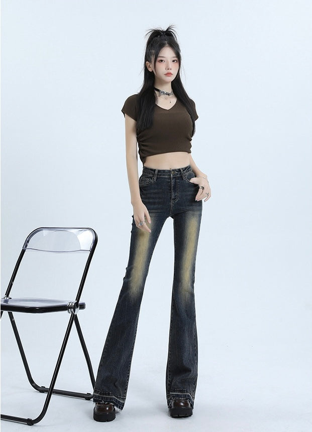 Retro Flare Wash Denim Pants mry001747