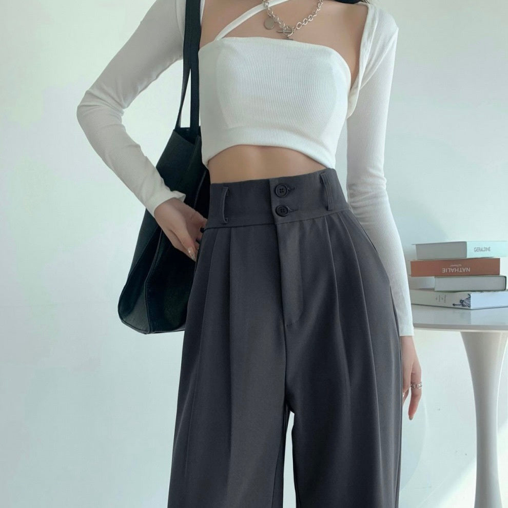 グレーストレートレッグパンツ 高品質 mry000012