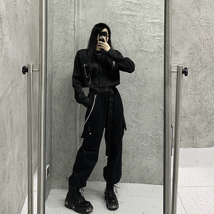 ボトムス ハイウエスト カジュアル ファッショナブル デザインパンツ 韓国カジュアル 韓国ストリート mry000970