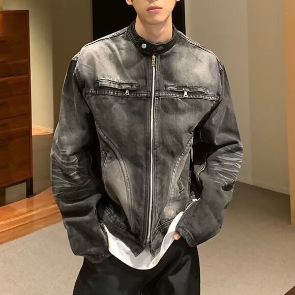 アメリカン 韓国ストリート 韓国カジュアル ヴィンテージ レトロ デニムジャケット mry001260