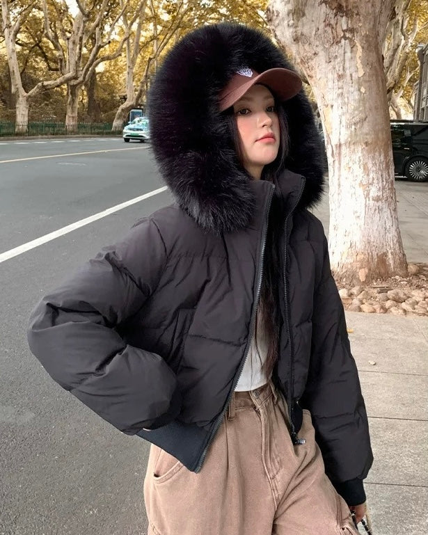 【爆安】Short Puffer Food Fur Jacket mry001966