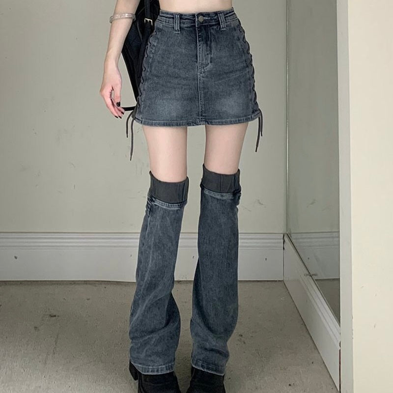 【Black Mamba】レッグウォーマーデニムスカート mry001537