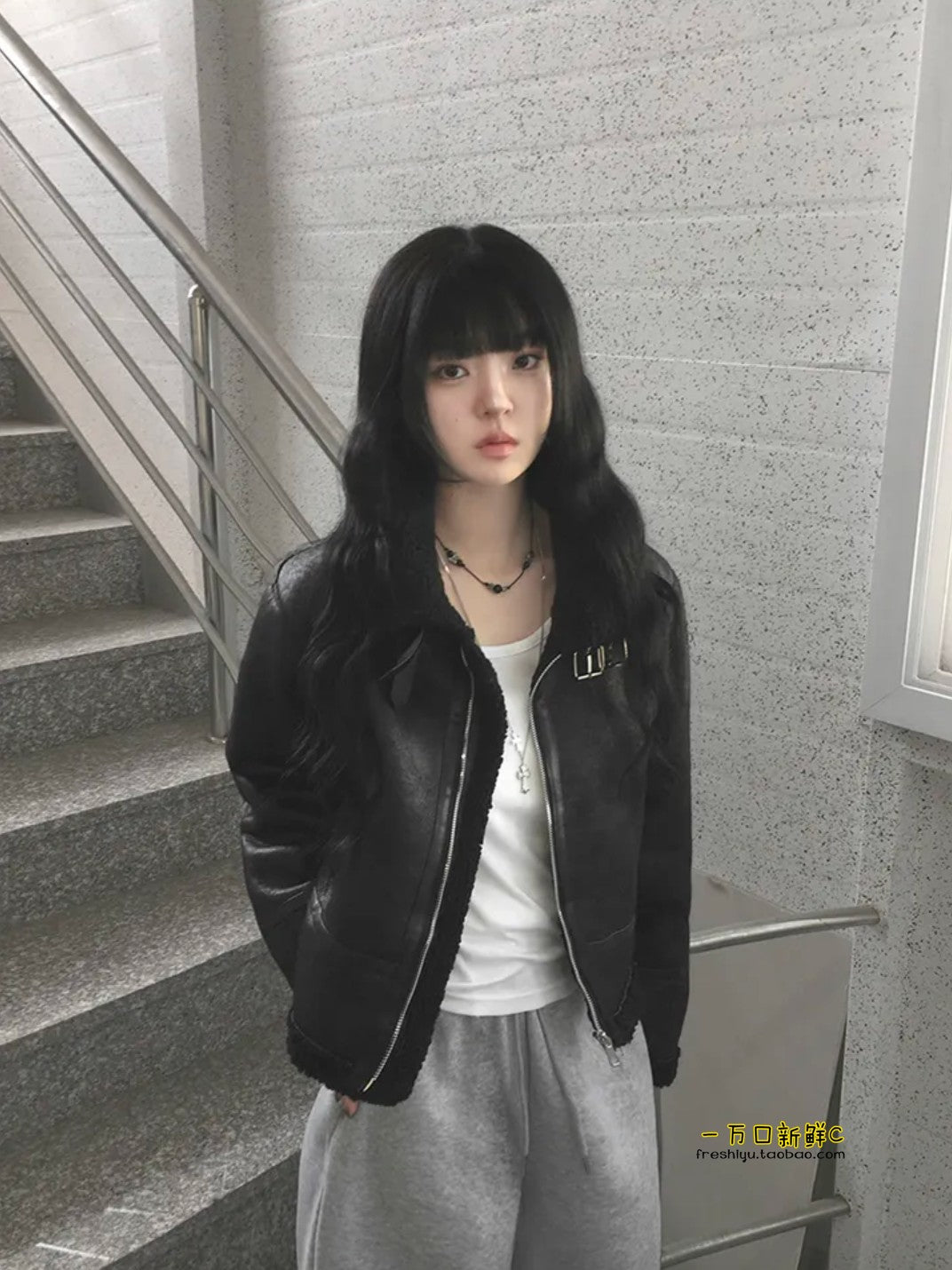 Shearling Lined Leather Jacket mry002024