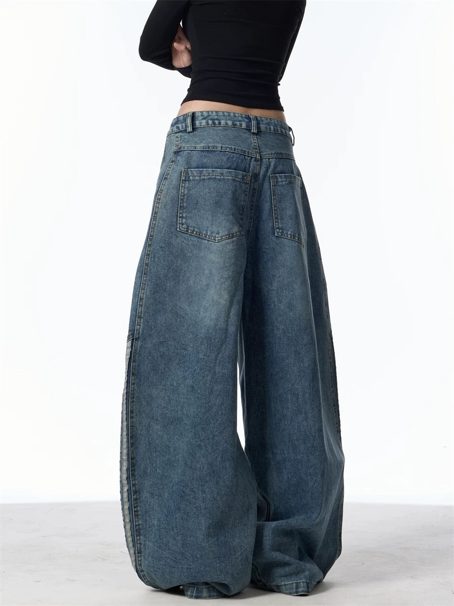 『※数量限定/残りわずか⚠️』【COVER:FIT】2color Wave Line Panel Wide Denim Pants mry001709