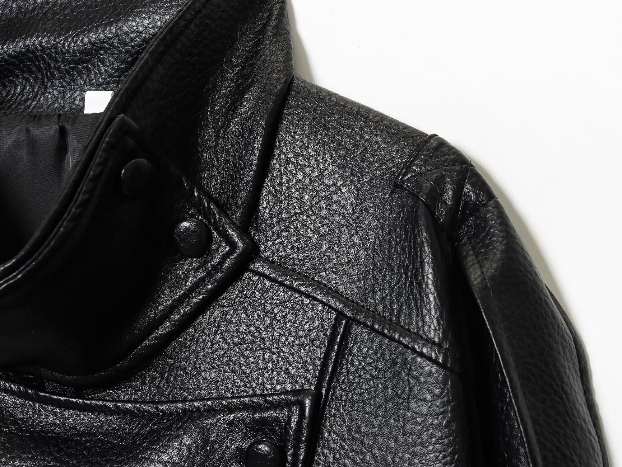 Stand Collar Leather Jacket mry002022