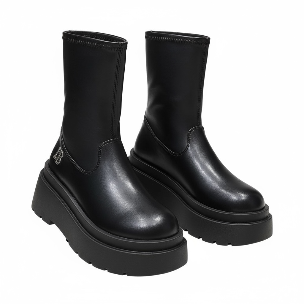 【2type】Smooth Leather Platform Boots mry001963